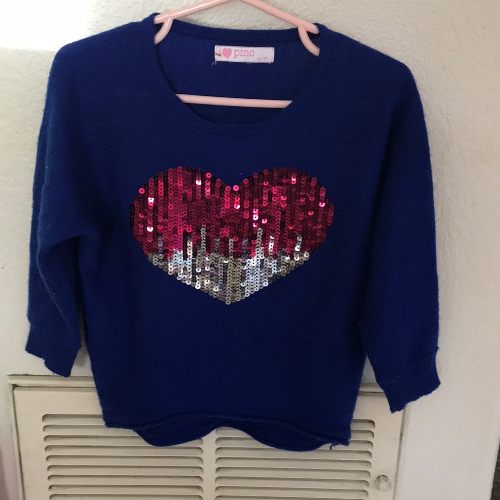 Cute sparkle heart sweater